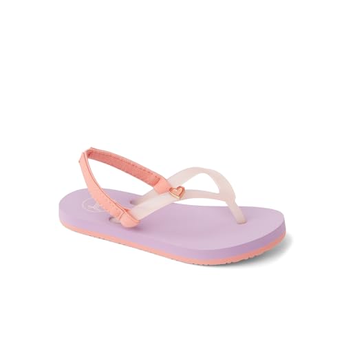 REEF Toddler/Little Kid Charming Flip Flop, Super Lightweight and Soft Footbed, Thin Strap Beach Sandal with Backstrap, Lavender/Coral, 62