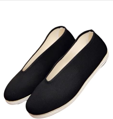 Men's Old Beijing Cloth Shoes, Handmade Kung Fu & Tai Chi Footwear, Rubber Sole, Breathable, Non-Slip, Lightweight (Black 45)3