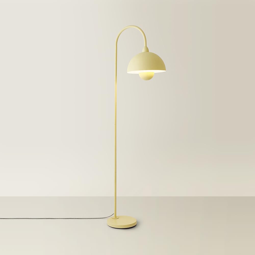 Valuelights Tilly Pastel Lemon Metal Arched Dome Floor Lamp