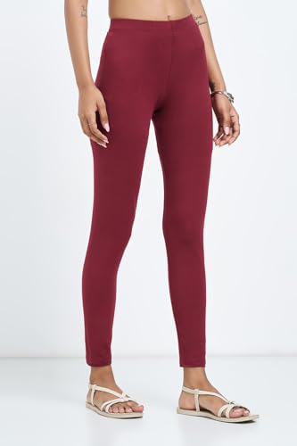 Image of Rangmanch by Pantaloons Women's Cotton Stretch Bottoms | Skinny Fit | Mid Rise Waist | Ankle Length
