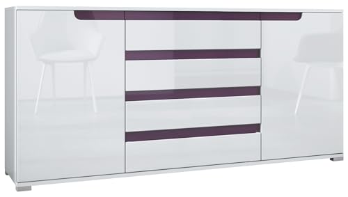 Vladon Sideboard Sylt V2, Kommode mit 2 Türen und 4 Schubladen, Korpus -...