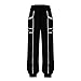 Sinzelimin Women’s Wide Leg Pants Fashion Y2K Baggy Comfy Elastic Waist Jogger Sweatpants Track Parachute Trouser Streetwear Black X-Large