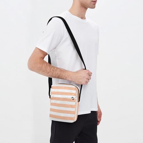 MCHIVER Small Messenger Bag Peach Orange Stripes Crossbody Bag for Men Women Travel Purse Wallet for Passport Phone3
