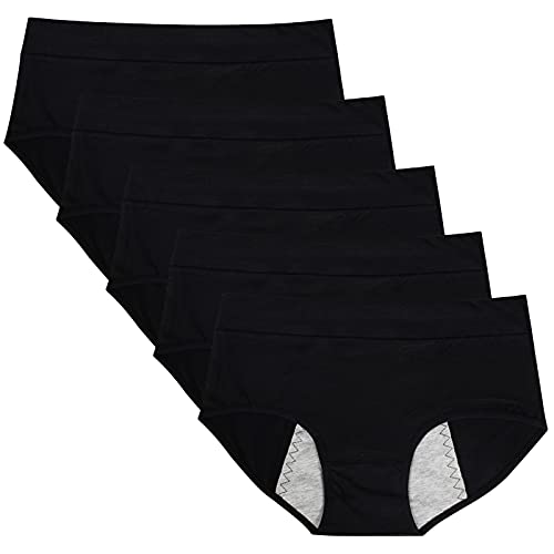 RUNYA Perioden Unterwäsche Unterhosen Damen Baumwolle Slip Postpartum Menstruation Unterwäsche 5er Pack M