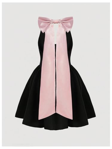 OYOANGLE Girl's Cute Bowknot Ruffle Halter Short Dress Party Prom Princess Dresses2