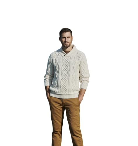 Irish 100% Super Soft Merino Wool Long Sleeve Neck Sweater for Men