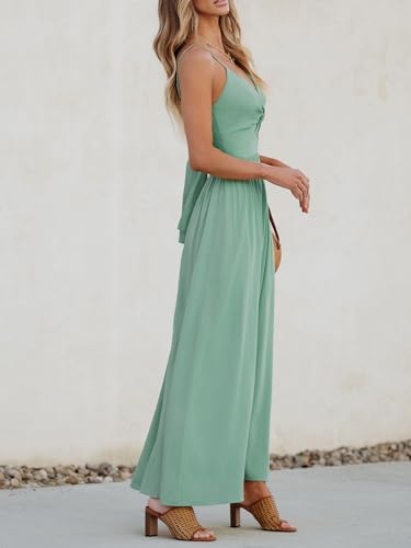 Image of CUPSHE Women Casual Dress Beach Sleeveless V Neck Summer Cutout Spaghetti Straps Formal Maxi Sun Dresses