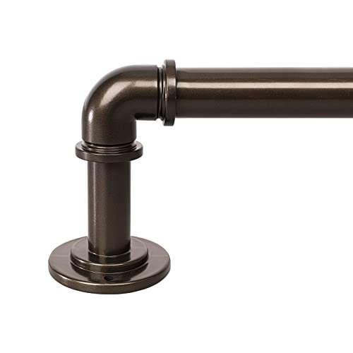 Olv Bronze Industrial Curtain Rods For Windows 28 To 48 Inch(2.3-4Ft),1'' Blackout Wrap Around Curtain Rods,Indoor And Outdoor,Size:18''-45'' cover