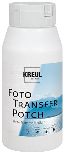 KREUL 49953 - Foto Transfer Potch, 750 ml, trocknet seidengl&auml;nzend und transparent, zum &Uuml;bertragen von Ausdrucken, Zeitungsausschnitten und Zeitschriftenbildern auf verschiedene Untergr&uuml;nde