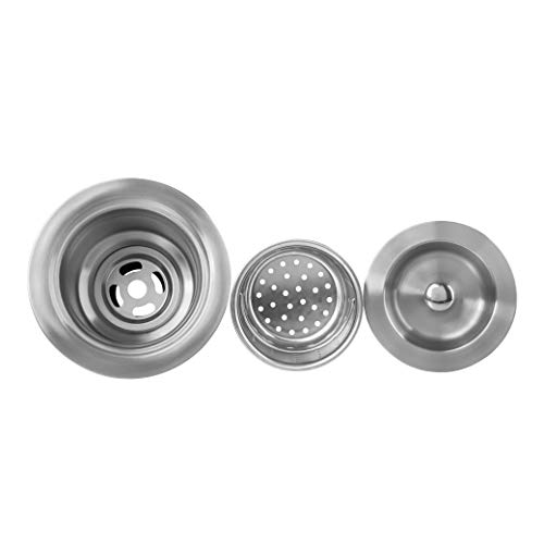 LQS Kitchen Sink Drain Assembly, Kitchen Sink Strainer with Deep Removable Waste Basket, Stainless Steel Sink Basket Strainer with Drain Assembly for 3-1/2-inch Sink Opening Size (Brushed Nickel)