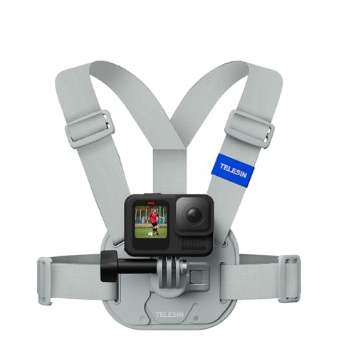 TELESIN Magnetic Chest Mount Quick Release Harness Strap Mount with Thick Cushion Compatible with Go Pro Hero 13 12 11 10, Insta360 X5, DJI Osmo Action 6 5 Pro Nano Action Cameras Comfort & Balance