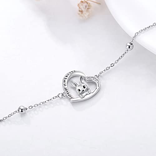 Lonago Sterling Silver Rabbit Bracelet Animal Bunny Heart Charm Bracelet For Women Girl #TOP1