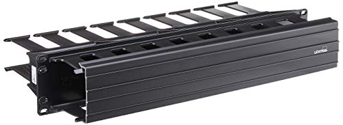 Leviton 492RU-HFR Horizontal Cable Management, 2RU, 3-inch by 3-inch Front and 2-inch by 4-inch Rear, Black