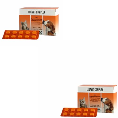 Selectavet LEGAVIT-KOMPLEX | Doppelpack | 2 x 100 Tabletten | Ergänzungsfuttermittel für Hunde und Katzen | Mit Mariendistel