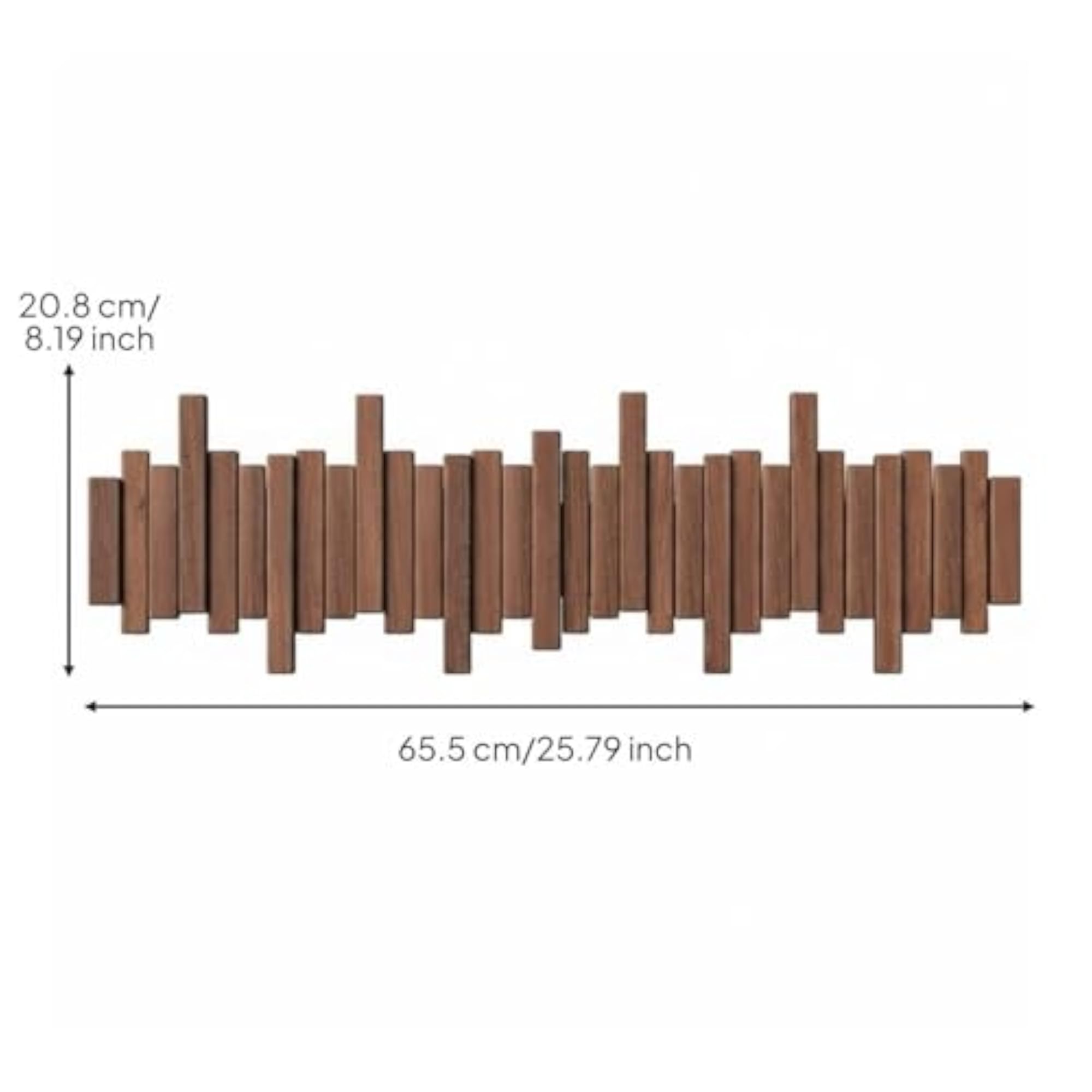 Walnut Wooden Flip Down Hook Rack for Entryway, 10 Hooks