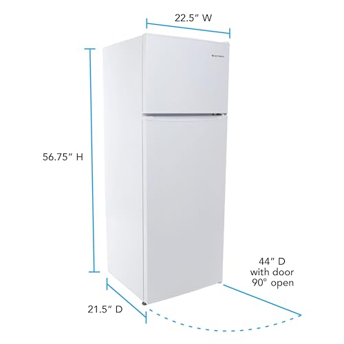 West Bend Apartment Refrigerator Freestanding Dual Door Slim Design Full Fridge with Top Freezer, Adjustable Mechanical Control, for Condo, House, Small Kitchen Use, 7.4-Cu.Ft, White on Fridge.com