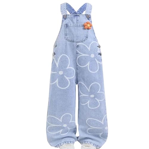 Generisch Blau Latzhose Kinder Mädchen 140 Jeans Overall Denim Jumpsuit Sommer Lange Hose Jeanslatzhose Trägerhose Ärmellos Romper Lässige Sommeroveralls Playsuit Mit Taschen