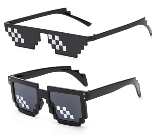 Image of DC DECORIO Thug Life Sunglasses Pixel Gangsta Life Funny Novelty Shades (Black) (COMBO OF 2)