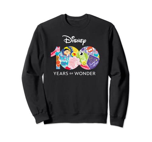 Sweatshirt Disney 100 Pixar Happy Faces gris col rond pour adulte en coton