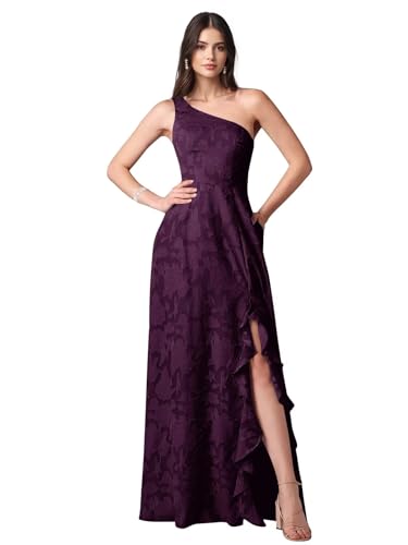 Lace Jacquard Bridesmaid Dresses Women's Ruched One Shoulder Formal Evening Party Dress