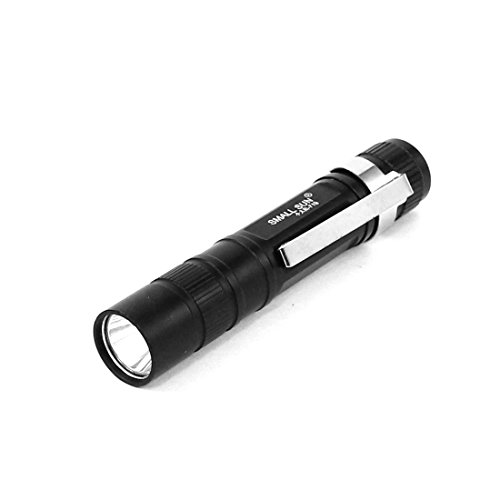 Ruilogod Cáscara de aluminio resistente al agua Clip de luz mini linterna antorcha negra