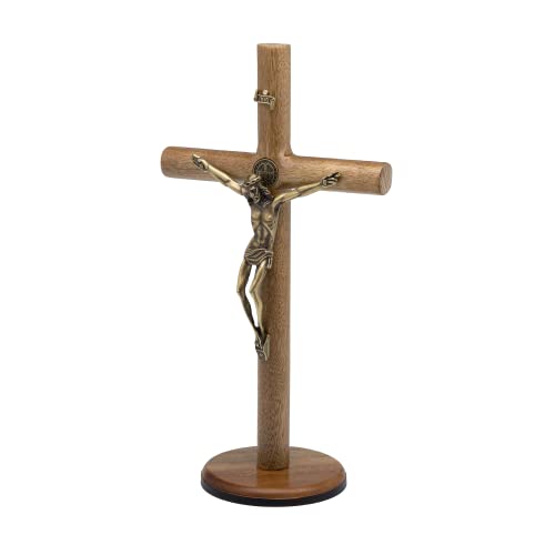 Crucifijo de madera cilíndrico para regalo de bautizo o boda 2