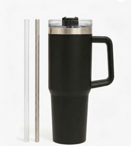 Image of 1200ml Insulated Stainless Steel Tumbler with Straw & Lid | Leakproof Double Wall Vacuum Travel Mug | Keeps Drinks Hot & Cold for Hours | Large Thermal Coffee Cup for Office & Travel