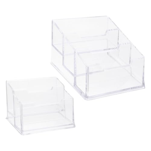 LEDMOMO 2個 大容量ビジネスカードケース 多機能カードホルダー 卓上名刺スタンド 透明アクリル製 格 格 収納整理用 オフィス受付対応