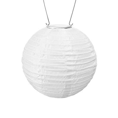Allsop Home And Garden Soji Original 10Â€ Round Led Outdoor Solar Lantern, Handmade With Weather-Resistant Uv Treated Nylon, Stainless Steel Hardware, Auto Sensor On/Off, Chinese Style Globe Light, White W/ Amber Led (1-Count) #TOP27