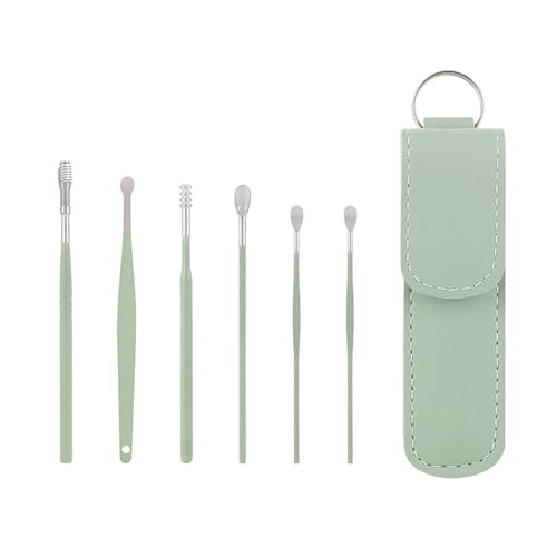 NIYATA 6 PCS Cure Oreille , Nettoyeur Oreilles Adulte,Kit Nettoyage Oreille en Acier Inoxydable,Déboucheurs d'Oreilles Portable pour Adultes,Emballage Vert