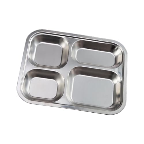 304Stainless Steel Portion Control Plate Divided Plate Compartment Tray Suitable for Dinners and Business Kitchen Use Compartmen