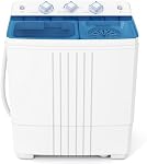 DORTALA laveuse portable, 20Lbs Lave-tubes jumelles & Spinner Combo avec tuyau d'entrée et de vidange, semi-automatique appartement lave-linge pour dorme & VR, blanc & bleu