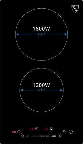 K&H 2 Two Burner Dual 12 Inch Built-In Electric Stove Top Radiant Ceramic Cooktop Slider Control 240V 3000W Cerv-3002Sl #TOP1