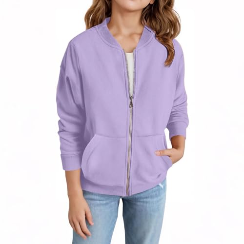 Girls Long Sleeve Jacket Full Zip Sweatshirt Lightweight Jackets Casual Bomber Coat Fall Fashion Outfits Clothes2