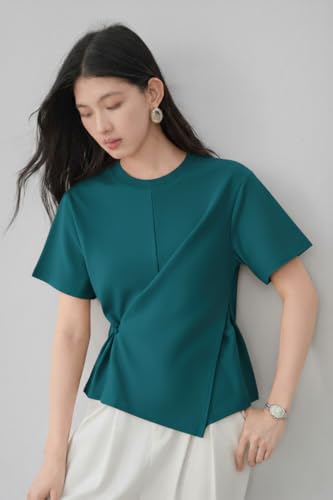 Image of Zilcon Woman Half Sleeve Round Neck Womens Tops Beach Vacation Fashion Clothes Casual Summer Spring Winter Fall Outfits Tops