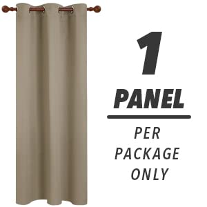 Deconovo Grommet Blackout Curtains For Office, Room Darkening Thermal Insulated Window Curtain, Khaki, 42X84 Inch, 1 Panel #TOP2