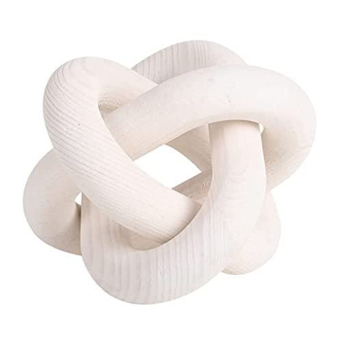 Catena in legno bianco 3 maglie nodo in legno decorazione 15,2 cm intagliato catena decorativa nodo per tavolino da caffè decorazione accessori per la casa