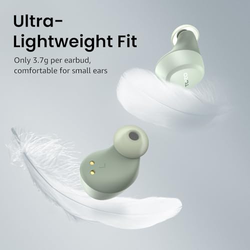 Image of TOZO A1 Mini Wireless Earbuds Bluetooth 5.3 in Ear Light-Weight Headphones Built-in Microphone, IPX5 Waterproof, Immersive Premium Sound Long Distance Connection Headset with Charging Case, Green