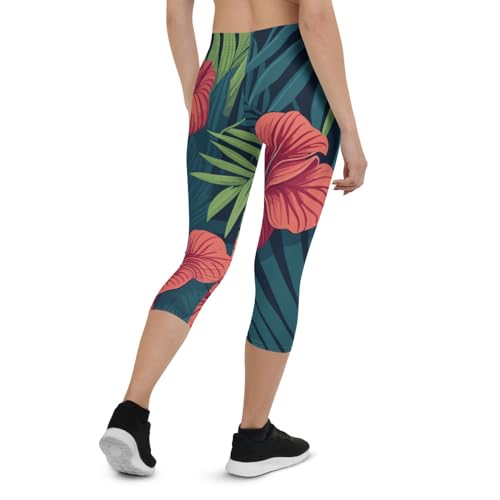 Legging capri premium floral en tissu extensible haute densité - 2