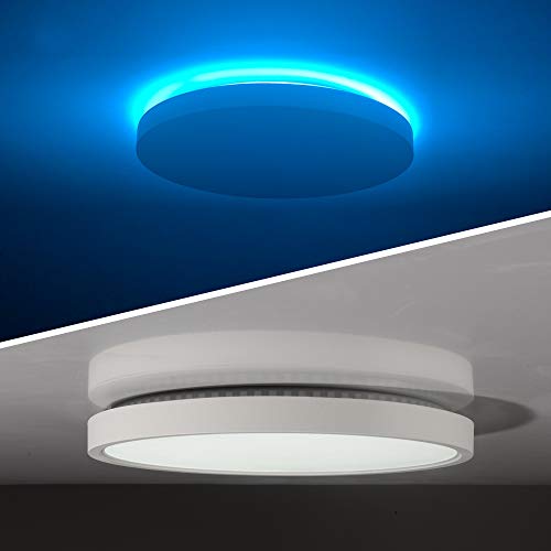 TALOYA LED Flush Mount Ceiling Light with Back Atmosphere Light (Ice Blue), 24W