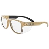MAGID Y50 Safety Glasses for Construction | Coyote Tan Frame — 1 Pair, Clear Lens | Side Shields, ANSI Z87.1+, Anti-Fog, Scratch-Resistant, 99.9% UV Protection, Polycarbonate Lens