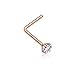 20G Rose Gold Prong Set Gem Top L-Shaped Steel Nose Ring