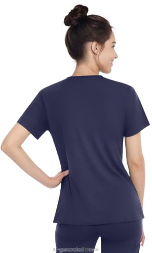 Image of Athletic Scrub Tops for Women, V-Neck Stretch Nurse Uniform