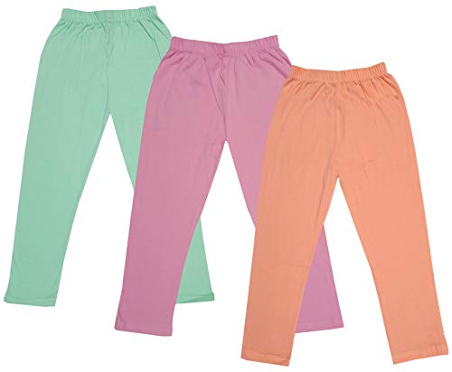 Image of IndiWeaves Girls Super Soft Cotton Solid Capri Pants (Peach, Light Purple, Sea Green, 10-12 Years) Pack of 3