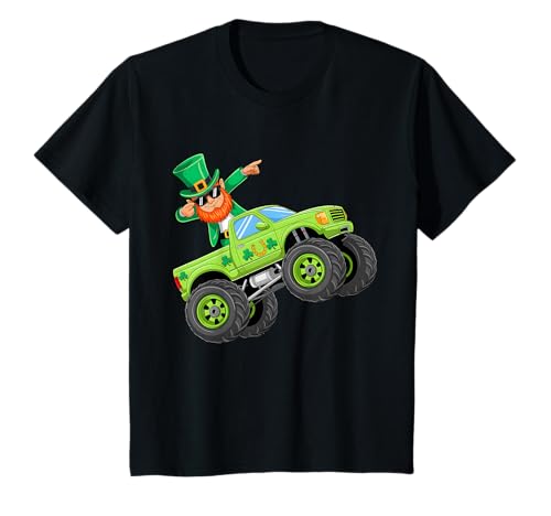 Kids Leprechaun Monster Truck St Patricks Day Lucky Boys Kids Men T-Shirt