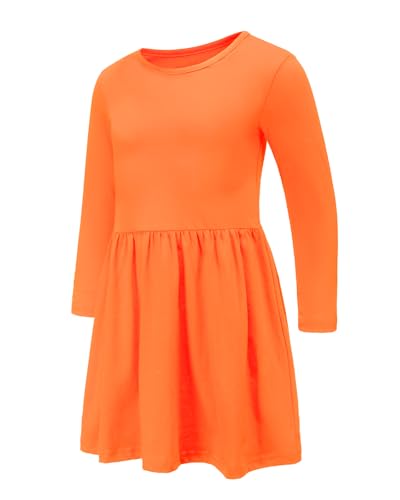 Aisyee Kleider Mädchen Langarm Baumwolle Kinder Freizeitkleid Mädchen Halloween Weihnachts Skater Kleider 122 128/7-8 Jahre 8T