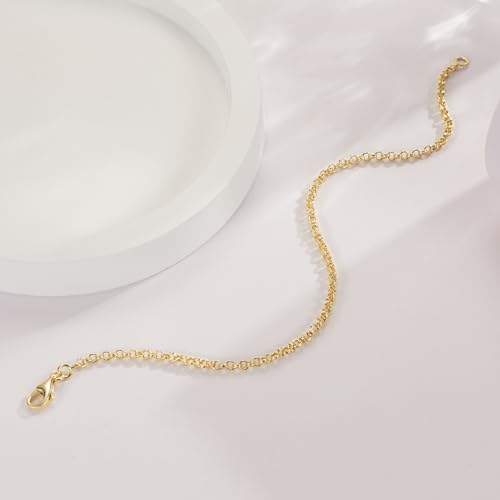 14K Gold Bracelets for Women Non-tarnished Brilliance Gold Chain Bracelet Love Bracelets Double Hoop Interlaced Women’s 6.5/7/7.5/8/9 in3