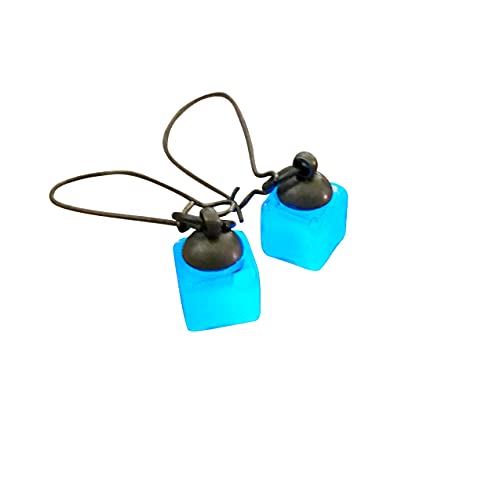 Tesseract Inspired Blue Glow In The Dark Cube Drop Dangle Earrings