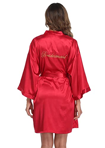 Image of Super Shopping-zone Women's Pure Bride Robes Embroidery Bridesmaid Robes Bridal Party Kimono Robe Wedding Sleepwear