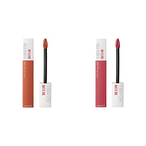 Image of Maybelline New York Super Stay Matte Ink Liquid Lipstick, 75 Fighter, 5ml and Maybelline New York Super Stay Matte Ink Liquid Lipstick, 225 Delicate, 5ml